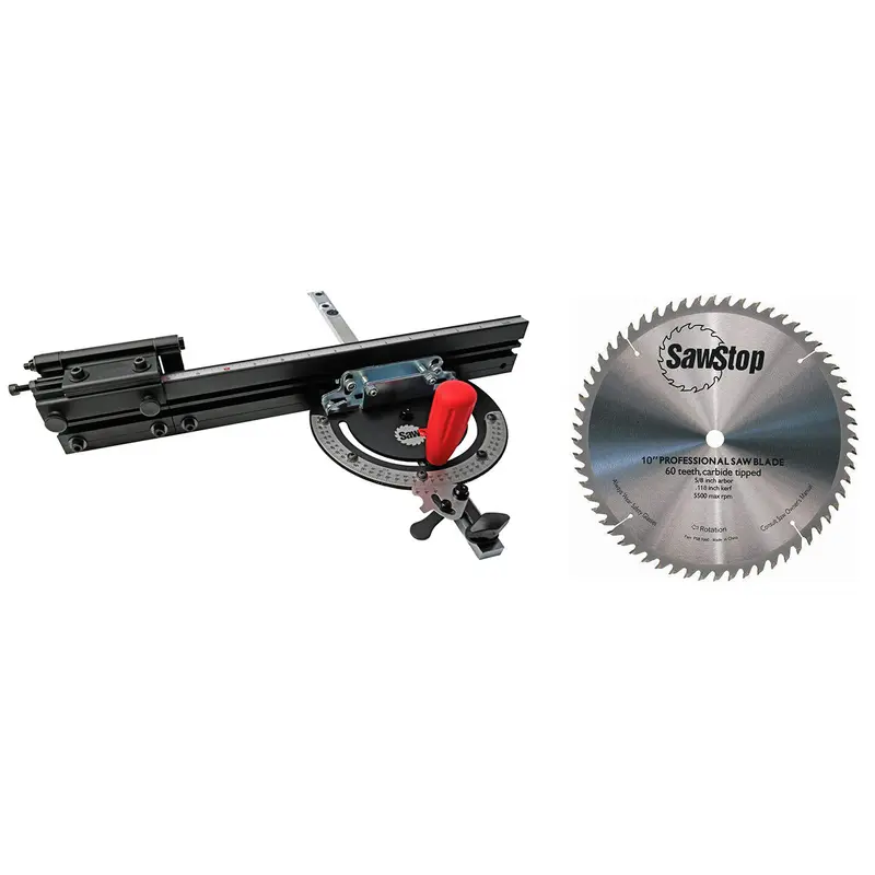 SawStop Scale Miter Gauge with Sawstop 60-Tooth  Combination Table Saw Blade