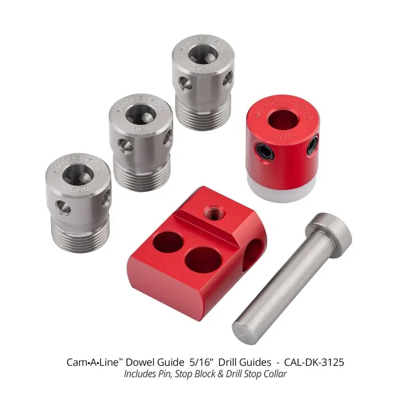 Woodpeckers CAL-DK-3125 Cam-A-Line 5/16" Drill Guides, Drill Stop Collar, Pin and Stop Block