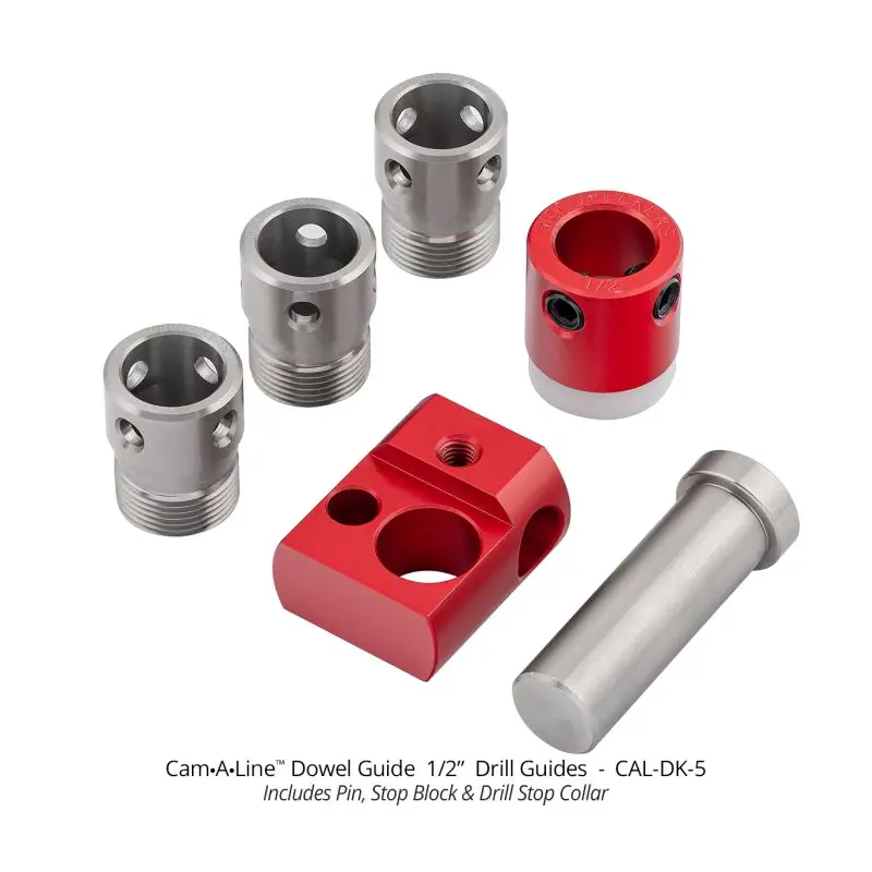 Woodpeckers CAL-DK-5 Cam-A-Line 1/2" Drill Guides, Drill stop Collar, Pin and Stop Block