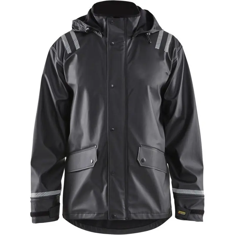 Blaklader 43172003 Hooded Rain Jacket with Reflective Details, Black