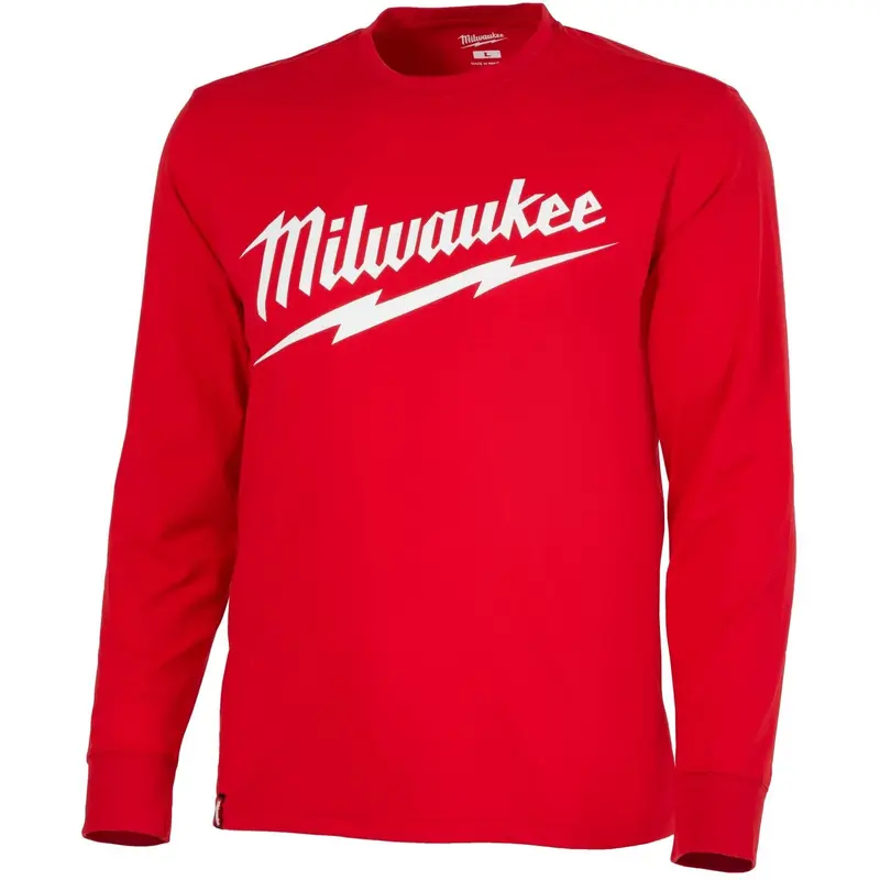 Heavy Duty Red Long Sleeve T-Shirt with Logo