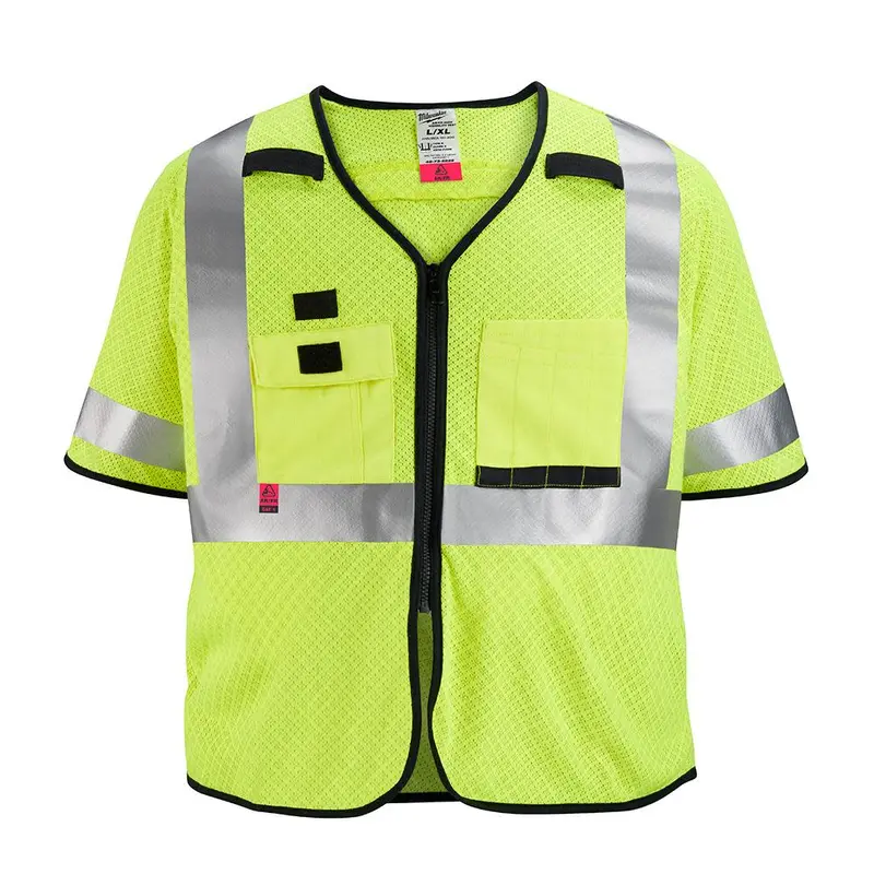 Milwaukee AR/FR Cat. 1 Class 3 Breakaway High Visibility Yellow Mesh Safety Vest