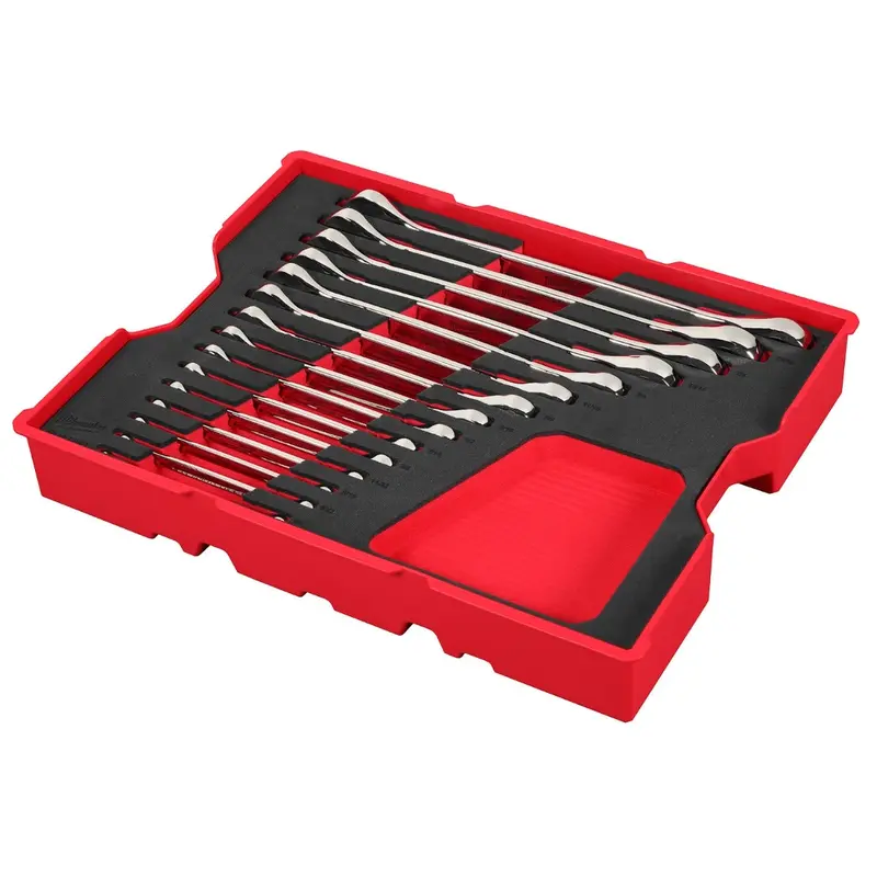 Milwaukee 48-22-0157 15-Piece SAE Ratcheting Combination Wrench Set with Tray for PACKOUT Drawers