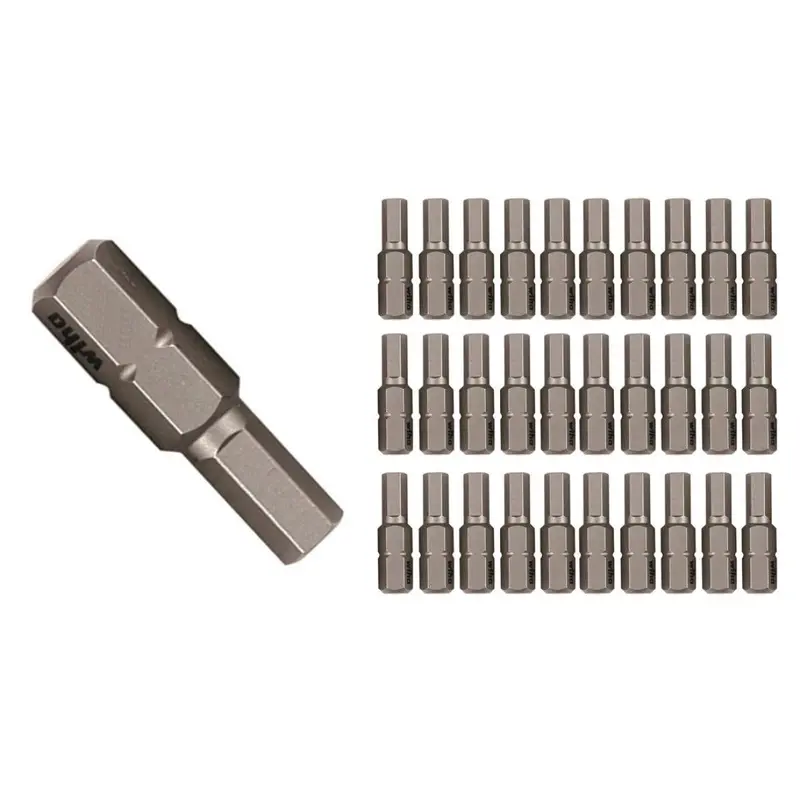 Wiha Hex Inch Insert Bit Contractor Grade, 30-Pack