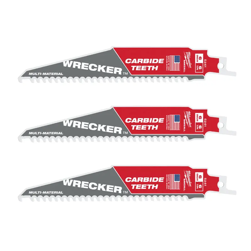 Milwaukee 48-00-5341 6-Inch 6-TPI THE WRECKER with Carbide Teeth SAWZALL Reciprocating Saw Blade, 3-Pack (PROMO)