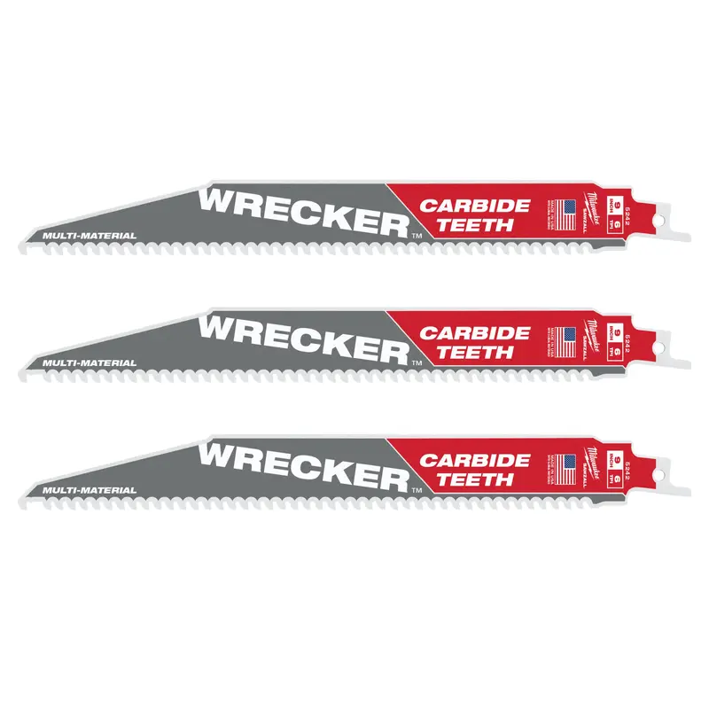 Milwaukee 48-00-5342 9-Inch 6-TPI THE WRECKER with Carbide Teeth SAWZALL Reciprocating Saw Blade, 3-Pack (PROMO)