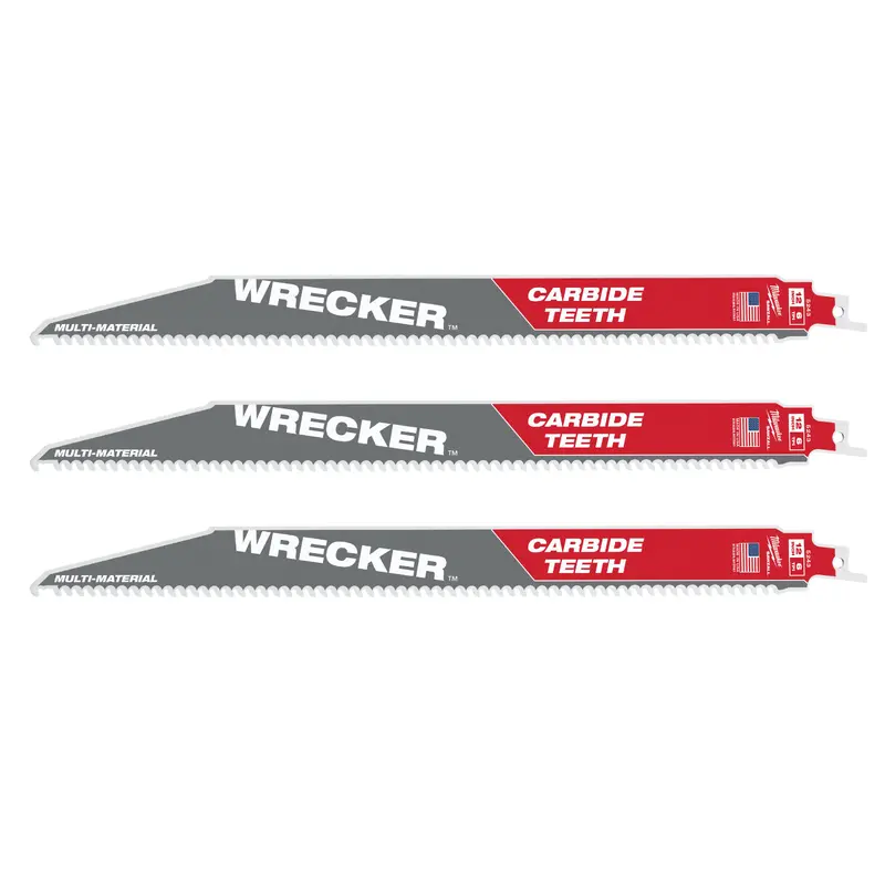 Milwaukee 48-00-5343 12-Inch 6-TPI THE WRECKER with Carbide Teeth SAWZALL Reciprocating Saw Blade, 3-Pack (PROMO)