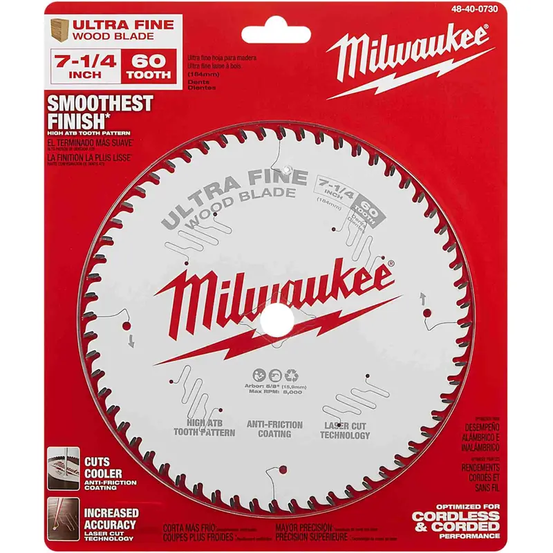 Milwaukee 48-40-0730 7-1/4 in. 60-Tooth Ultra Fine Finish Circular Saw Blade (PROMO)
