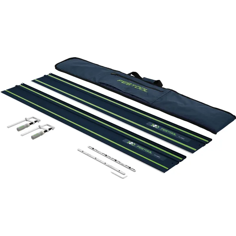 Festool Limited Edition Blue 55" Guide Rail 2-Pack w/ Rail Connectors, Clamps and Tote Bag