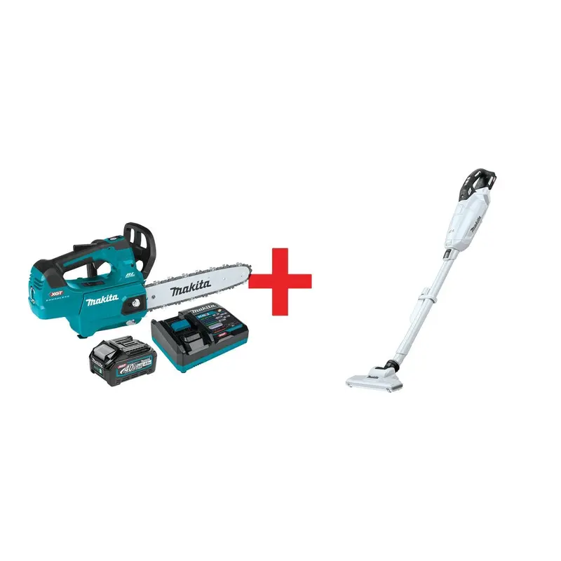 Makita 40V max XGT Brushless 12" Top Handle Chain Saw Kit (4.0Ah) with 4-Speed Compact Stick Vacuum