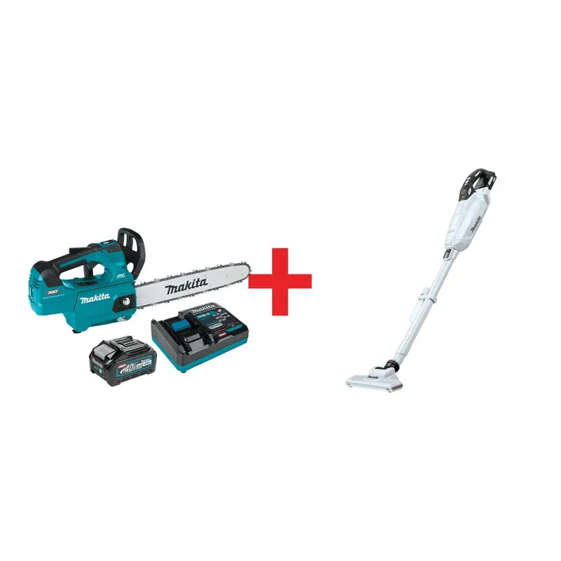 Makita 40V max XGT Brushless 14" Top Handle Chain Saw Kit (4.0Ah) with 4-Speed Compact Stick Vacuum