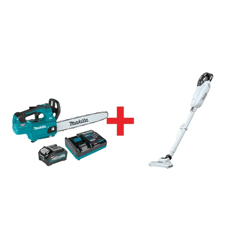 Makita 40V max XGT Brushless 16" Top Handle Chain Saw Kit (4.0Ah) with 4-Speed Compact Stick Vacuum