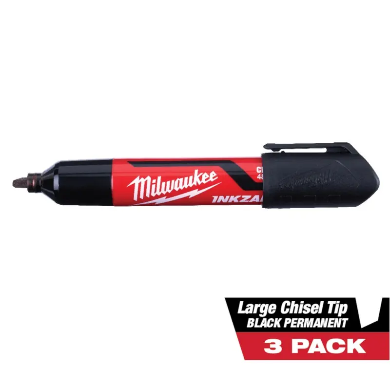 Milwaukee 48-22-3250 INKZALL 3-Piece Large Chisel Tip Black Marker