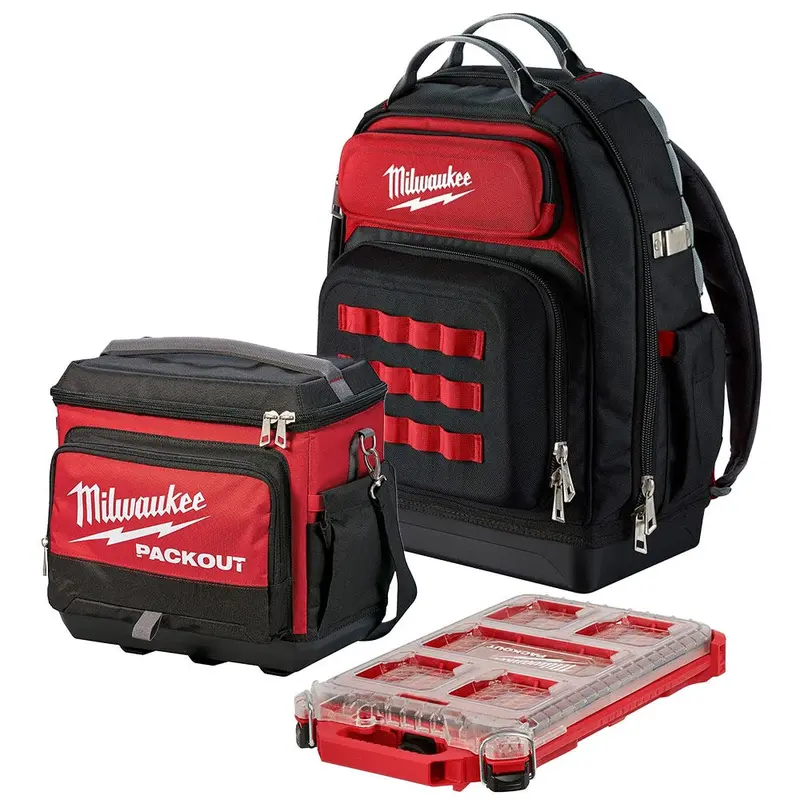 Milwaukee 48-22-8201 Ultimate Jobsite Backpack, PACKOUT Cooler and PACKOUT Organizer Value Bundle
