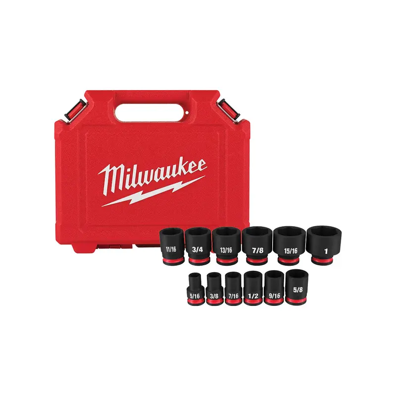 Milwaukee 49-66-7005 12-Piece SHOCKWAVE 3/8-Inch Drive SAE Standard 6-Point Impact Duty Socket Set (PROMO)