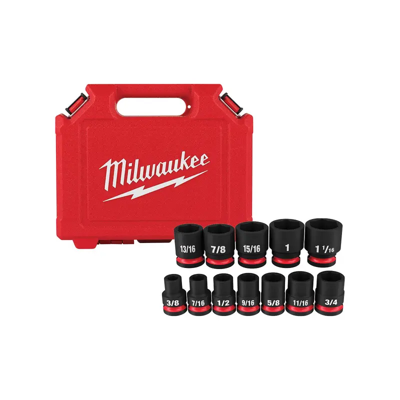 Milwaukee 49-66-7010 12-Piece SHOCKWAVE 1/2-Inch Drive SAE Standard 6-Point Impact Duty Socket Set (PROMO)