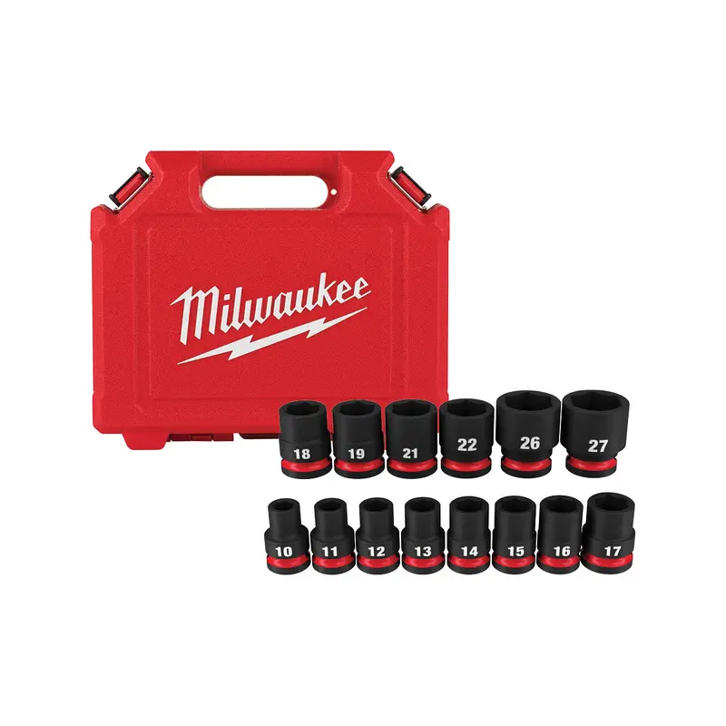 Milwaukee 49-66-7013 14-Piece SHOCKWAVE 1/2-Inch Drive Metric Standard 6-Point Impact Duty Socket Set (PROMO)