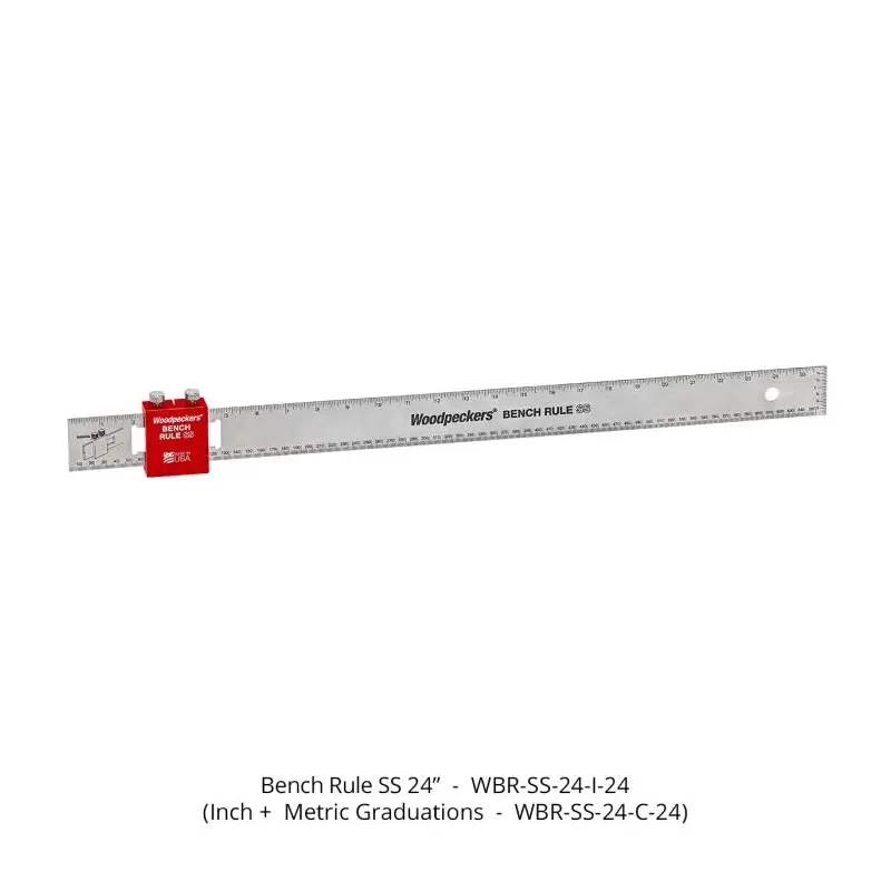 Woodpeckers WBR-SS-24-C-24 Bench Rule, Stainless Steel, 24" Inch + Metric Graduations