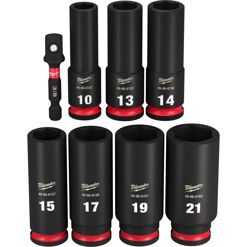 Milwaukee 49-66-7021 8-Piece SHOCKWAVE 3/8-Inch Drive Metric Deep 6-Point Impact Duty Socket Set (PROMO)