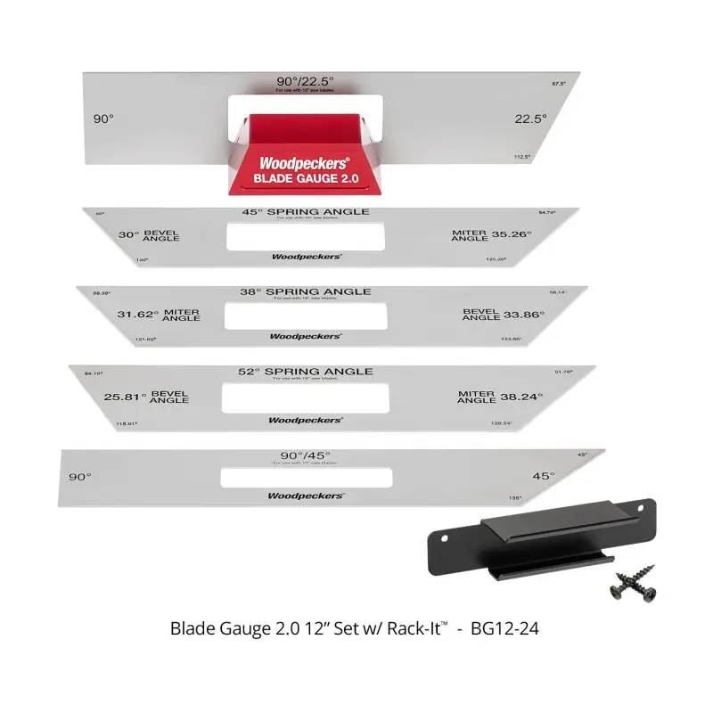 Woodpeckers BG12-24 Blade Gauge 2.0 12 in. Set w/ Rack-It