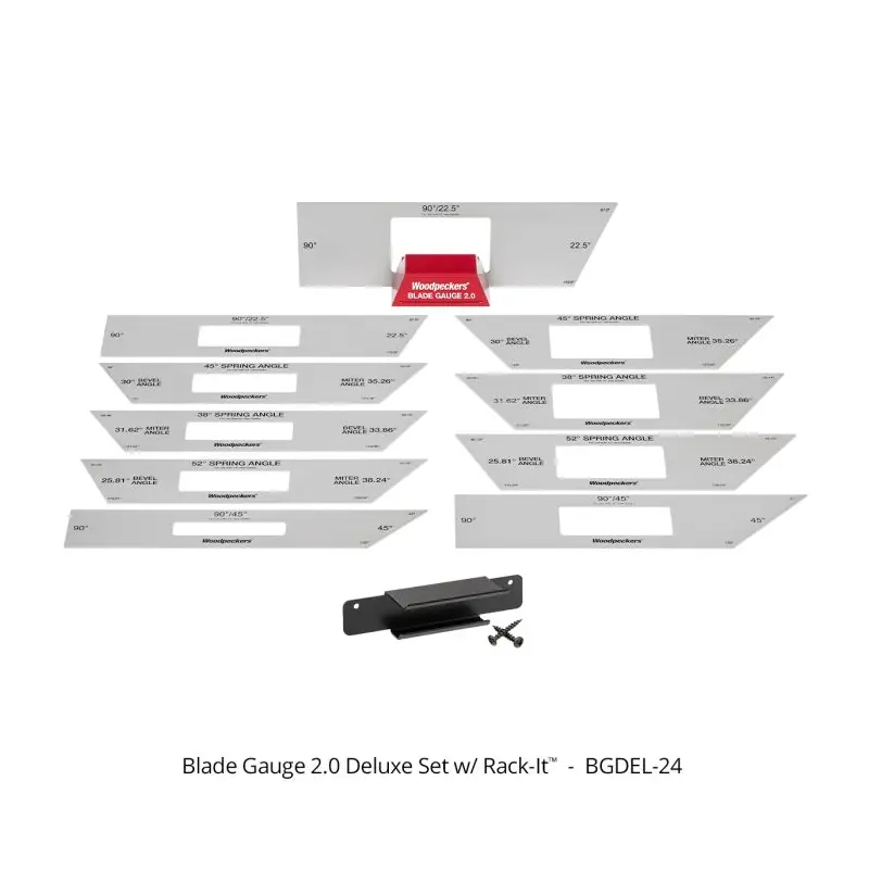 Woodpeckers BGDEL-24 Blade Gauge 2.0 Deluxe Set w/ Rack-It