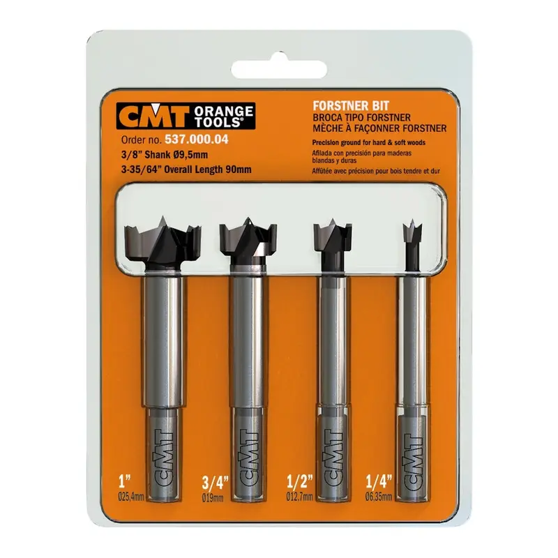 CMT 537.000.04 4-Piece Forstner Bit Set, 1/4-in to 1-in Diameter