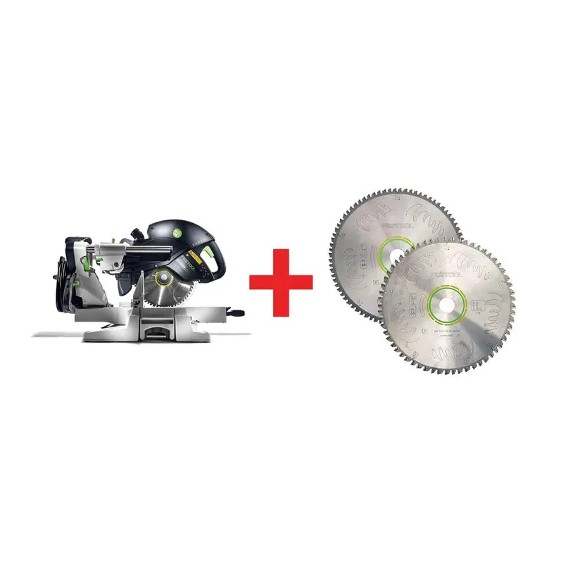 Festool KS 120 REB Kapex Sliding Compound Miter Saw with Universal & Fine Tooth Kapex Blade Set