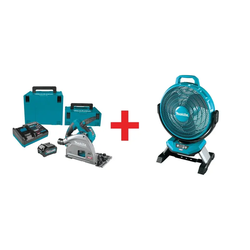 Makita 40V max XGT Brushless 6-1/2" Plunge Circular Saw Kit AWS Capable (4.0Ah) w/ 40V max XGT 13" Fan