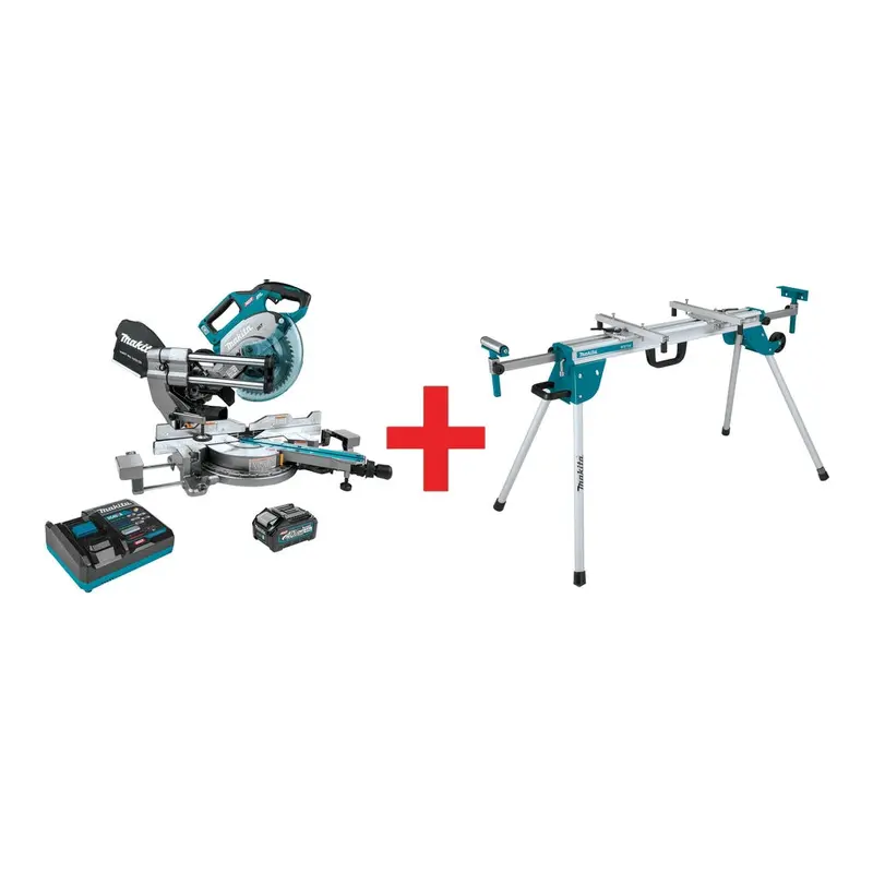 Makita 40V max XGT Brushless 8-1/2" Dual-Bevel Sliding Compound Miter Saw AWS Kit (4.0Ah) w/ Folding Stand