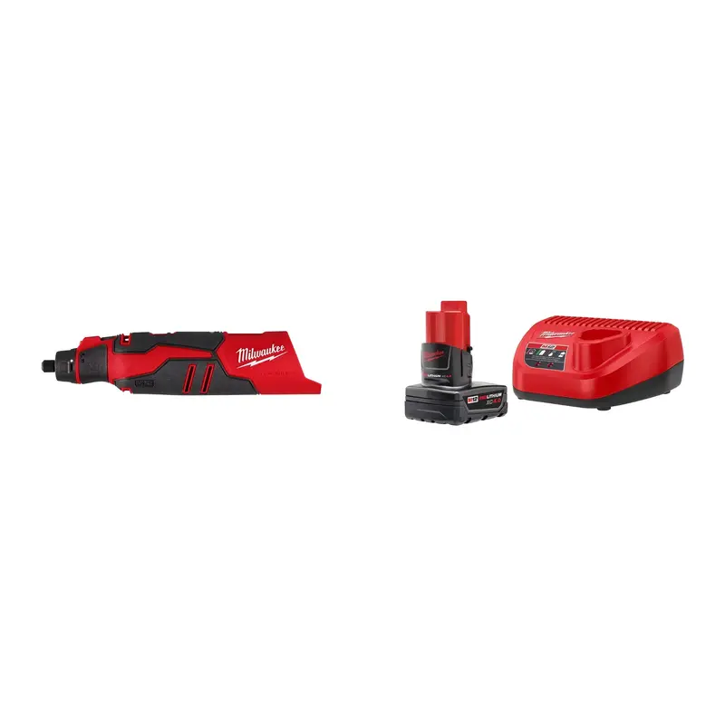 Milwaukee M12 Brushless Rotary Tool with XC 4.0Ah Battery and Charger Starter Kit