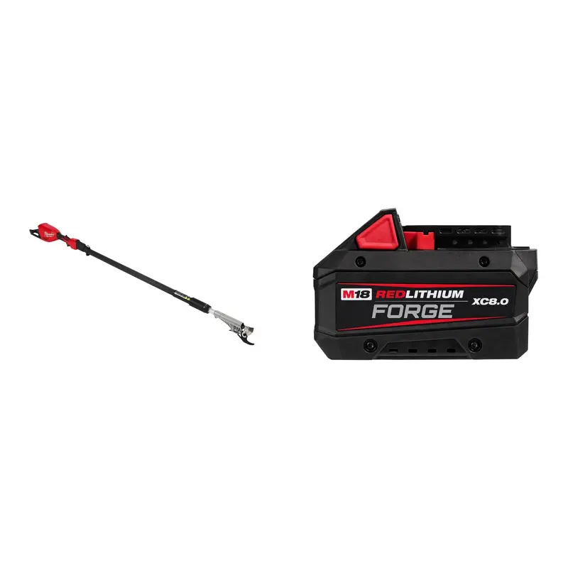 Milwaukee M18 Brushless Telescoping Pole Pruning Shears with M18 REDLITHIUM FORGE XC8.0 Battery Pack