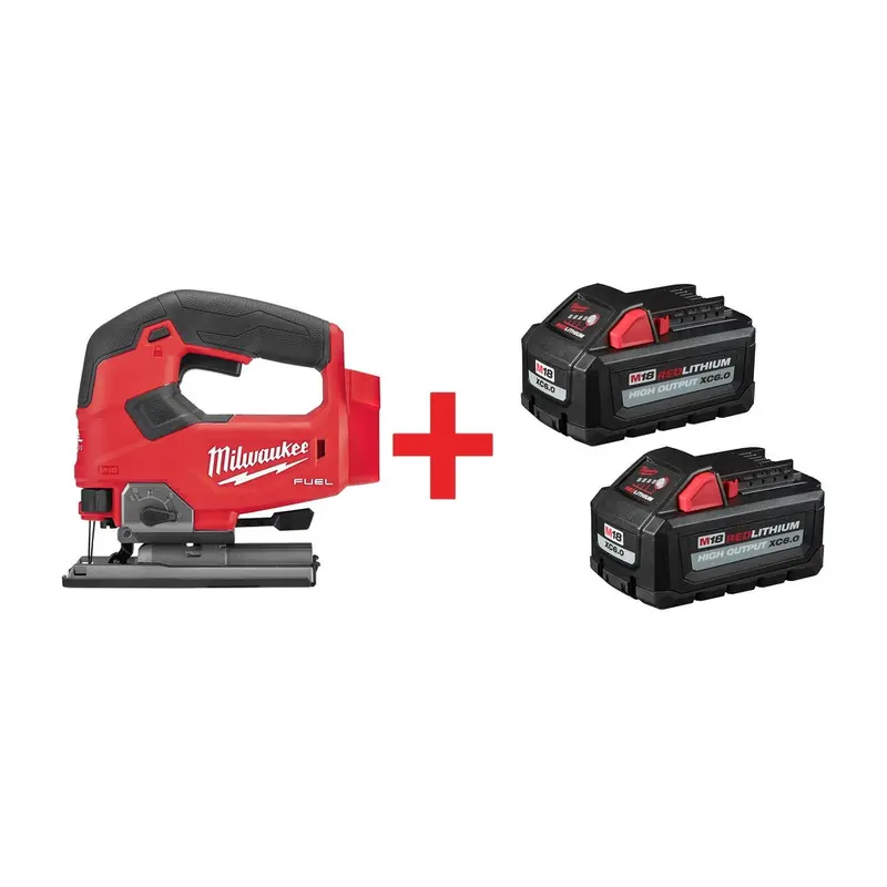 Milwaukee M18 Fuel D-Handle Jig Saw with M18 REDLITHIUM HIGH OUTPUT XC 6.0Ah Battery 2-Pack