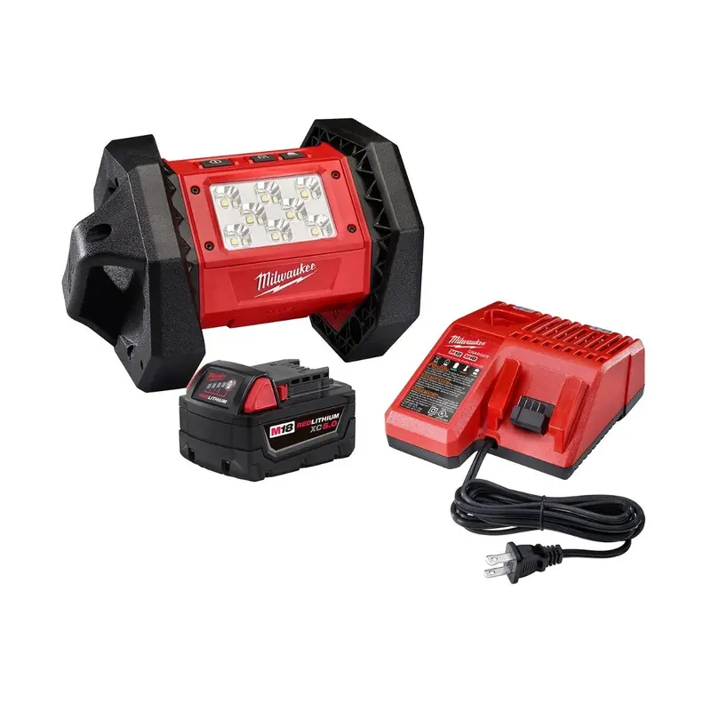 Milwaukee M18 LED Flood Light w/ M18 REDLITHIUM XC5.0 System Starter Kit