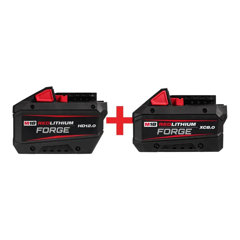 Milwaukee M18 REDLITHIUM FORGE HD12.0 Battery Pack with M18 REDLITHIUM FORGE XC8.0 Battery Pack