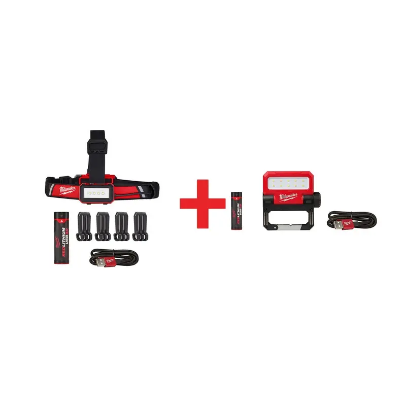Milwaukee USB Rechargeable Low-Profile Headlamp with USB Rechargeable ROVER Pivoting Flashlight