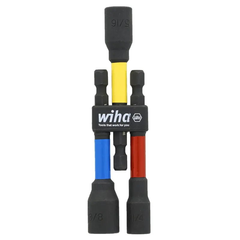 Wiha 70489 3-Piece Color Coded Magnetic Nut Setter SAE Set 3"