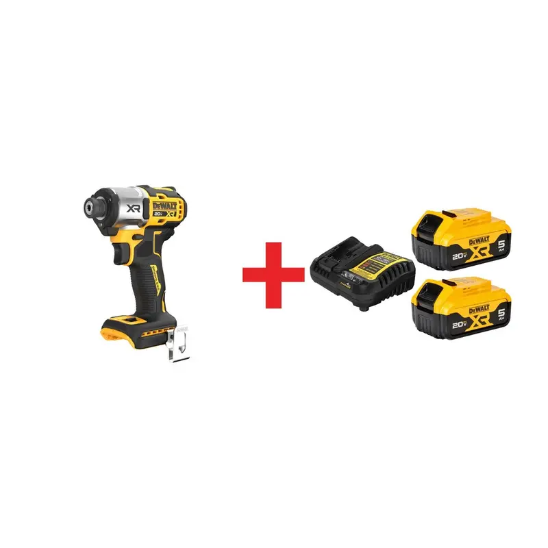 DeWalt 20V MAX XR Brushless 3-Speed Impact Driver with 20V MAX XR 5.0Ah Battery & Charger Starter Kit