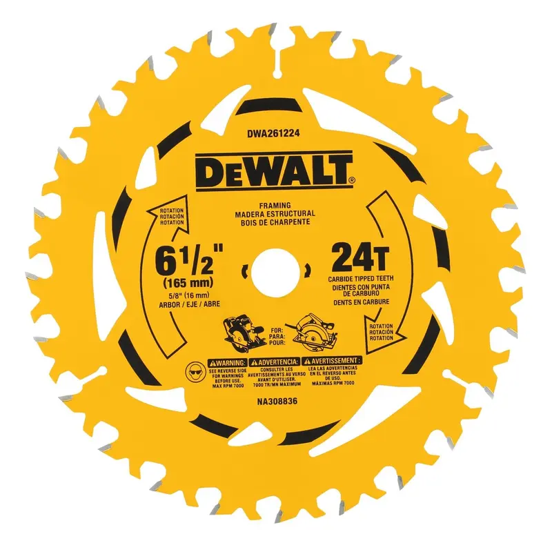 DeWalt DWA261224 6-1/2 in. 24T Carbide-Tipped Framing Saw Blade