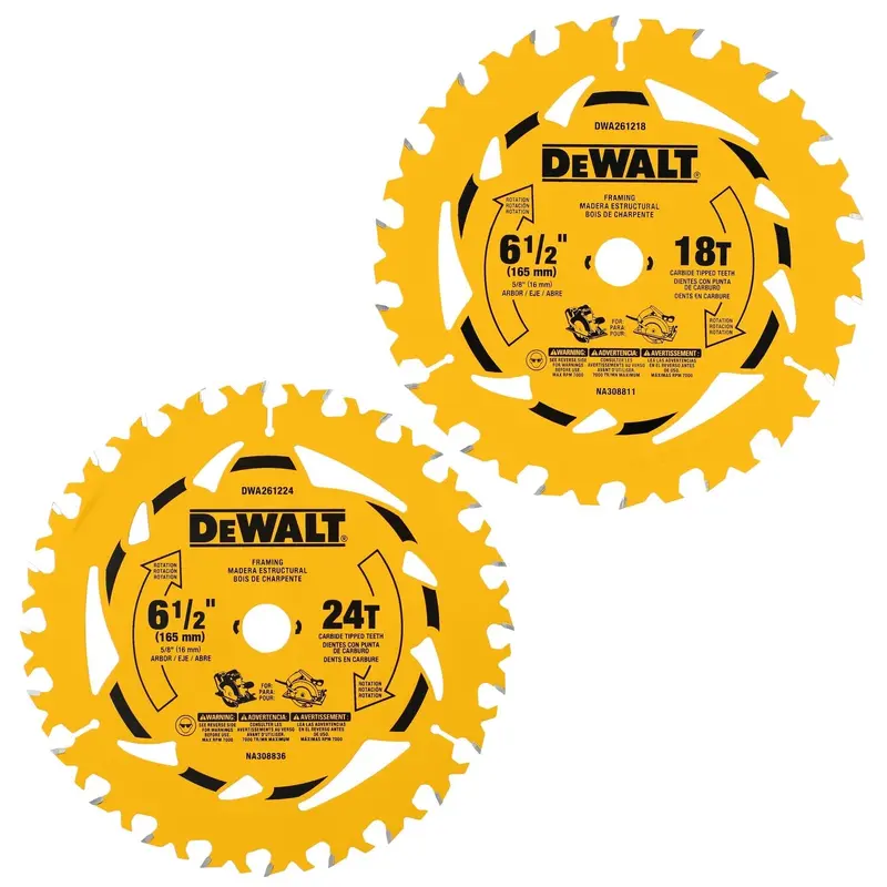 DeWalt DWA2612CMB 6-1/2 in. 18T + 24T Carbide-Tipped Framing Saw Blade Combo Pack
