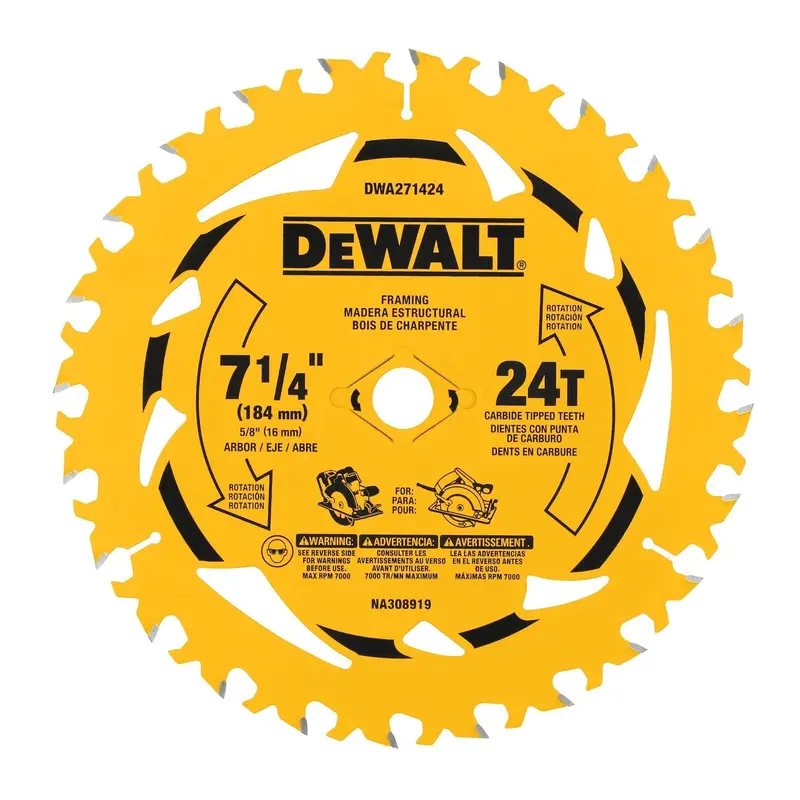 DeWalt DWA271424 7-1/4 in. 24T Carbide-Tipped Faming Saw Blade