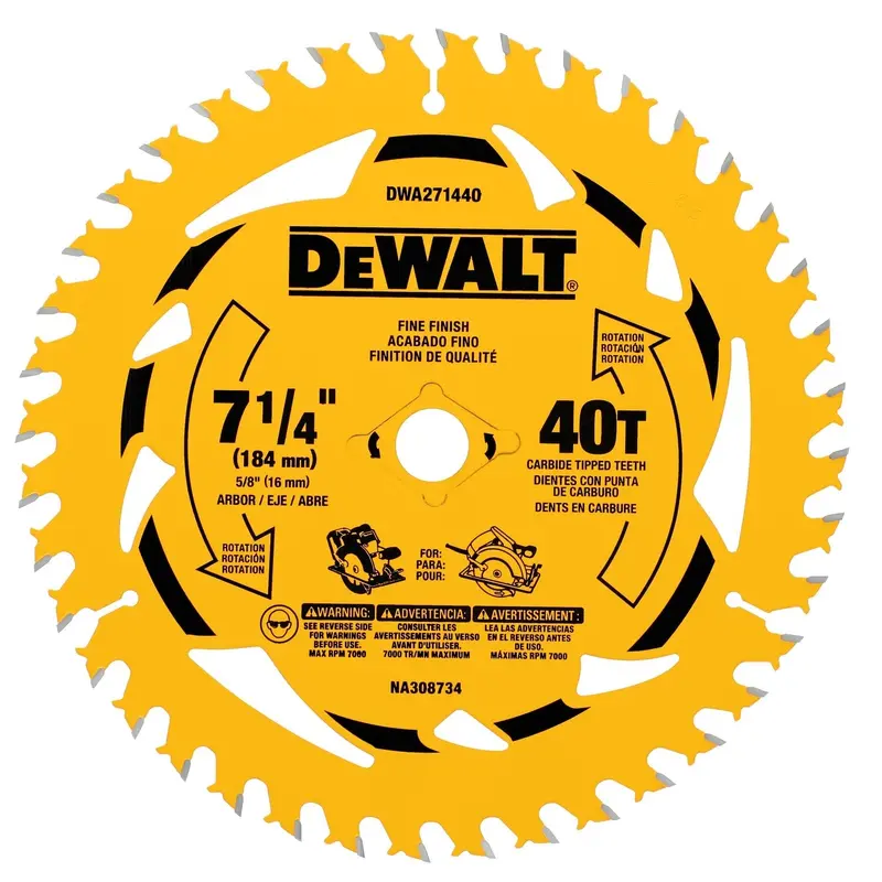 DeWalt DWA271440 7-1/4 in. 40T Carbide-Tipped Fine Finish Saw Blade