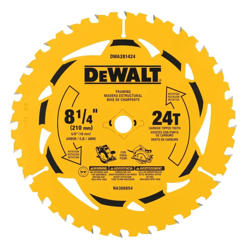 DeWalt DWA281424B10 8-1/4 in. 24T Carbide-Tipped Framing Saw Blade (10-Pack)