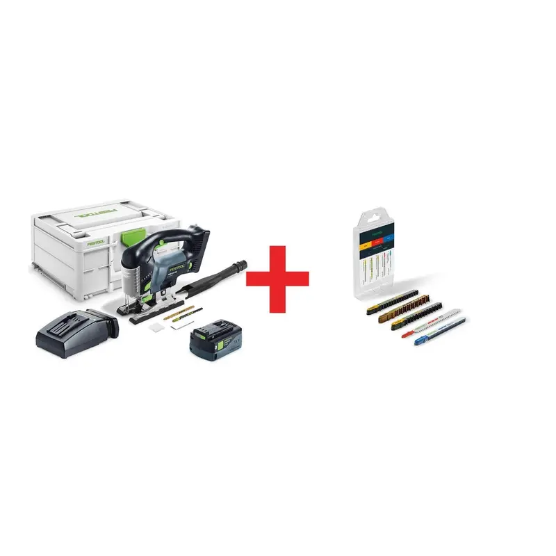 Festool Carvex PSBC 420 EB Bluetooth Jigsaw 4.0Ah Kit /w Systainer3 plus STS-Sort/21 W/P/M 21-Piece Jigsaw Blade Set