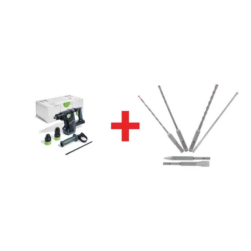 Festool KHC 18 EB-Basic Rotary Hammer, Tool Only w/ SYS3 L 187 Systainer plus Diablo 6-Piece SDS-Plus Rebar Demon Bit Set