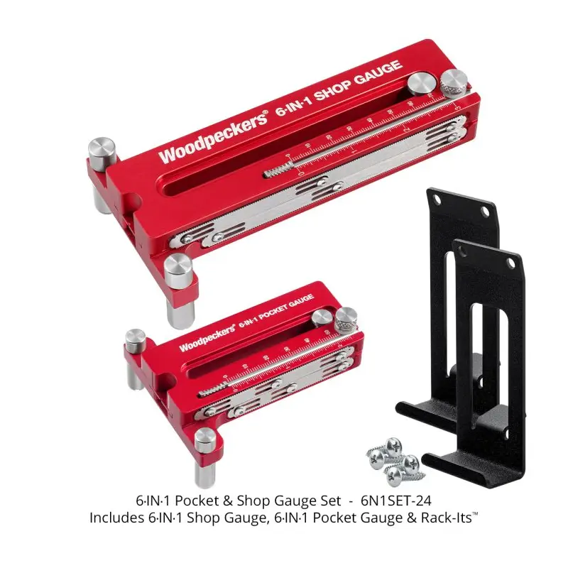 Woodpeckers 6N1SET-24 6-IN-1 Gauge Set w/ Rack-It