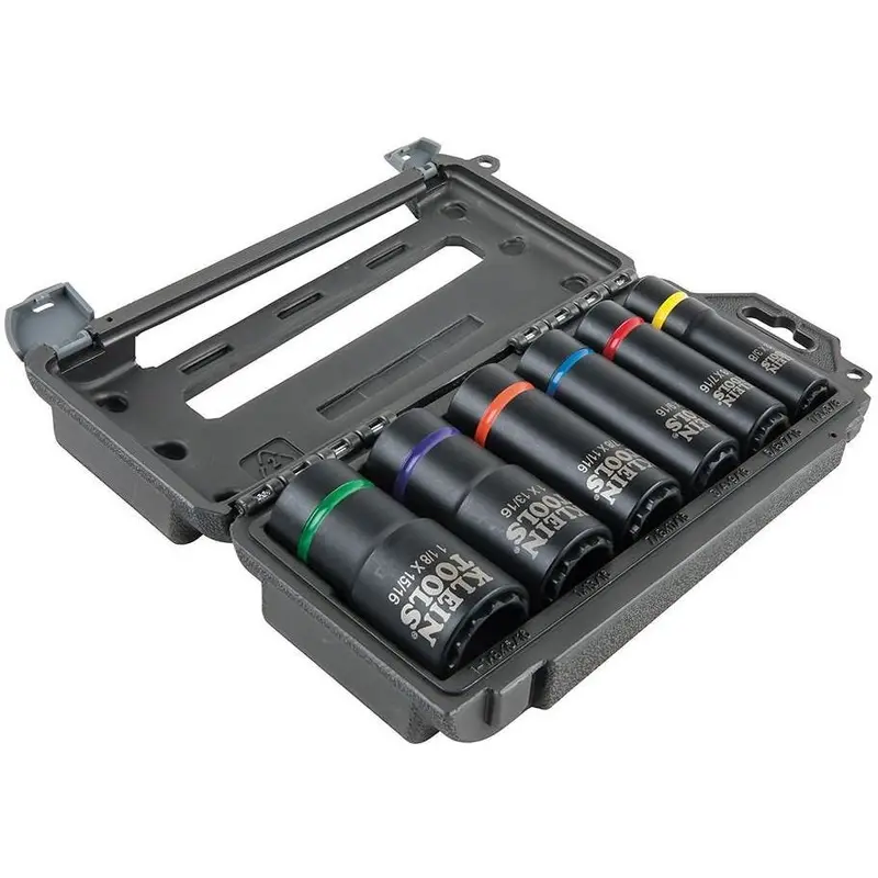 Klein 66010 2-In-1 Impact Socket Set, 12-Point, 6-Piece