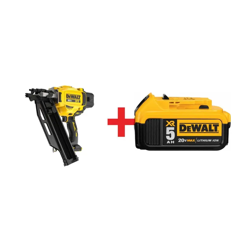 DeWalt 20V MAX* XR Brushless 21 Degree Plastic Collated Framing Nailer with 20V MAX 5.0Ah Battery