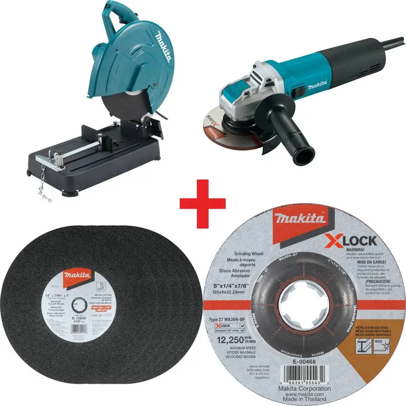 Makita 14" Cut-Off Saw & 5" X-LOCK High-Power Angle Grinder Combo Kit
