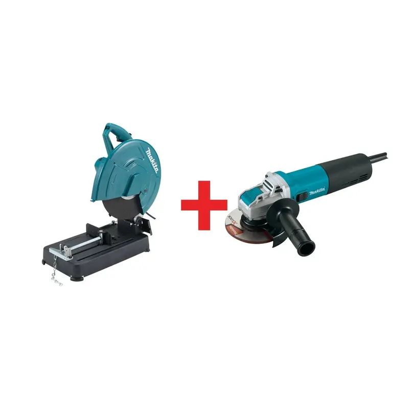 Makita 14" Cut-Off Saw with 5" X-LOCK High-Power Angle Grinder, with SJS