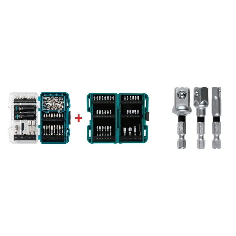 Makita Impact XPS 50 Pc. Impact Driving & Fastening Bit Set with Impact XPS 35 Pc. Impact Bit Set & Impact XPS 3 Pc. Square 2" Socket Adapter Set